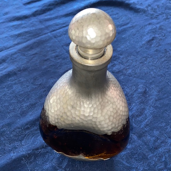 KMD Royal Holland Daalderop Pewter & Amber Pinched Glass Bottle Decanter - Picture 2 of 13
